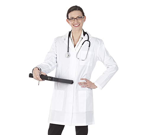 TALVANIA Lab Coat Women White Long Sleeve Uniform Lab Coats Cotton Laboratory Doctor Nurse Coat (Small)