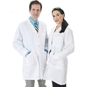 TALVANIA Lab Coat Women White Long Sleeve Uniform Lab Coats Cotton Laboratory Doctor Nurse Coat (Small)