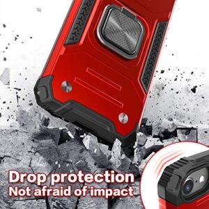 IDYStar iPhone SE 2020 Case with Screen Protector,iPhone SE 3 2022 Case,Shockproof Drop Test Cover with Car Mount Kickstand Lightweight Protective Case for iPhone 6/6s/7/8/SE 2020/SE 3 2022, Red