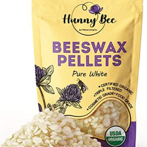 HUNNYBEE Beeswax Pellets 1LB, 100% Organic Bees Wax for DIY Candles, Skin, Body Cream, Face, and Hair Care, Lotions Deodorant, Lip Balm and Soap Making