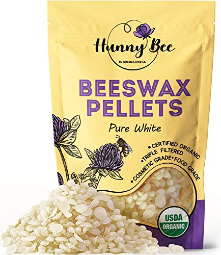 HUNNYBEE Beeswax Pellets 1LB, 100% Organic Bees Wax for DIY Candles, Skin, Body Cream, Face, and Hair Care, Lotions Deodorant, Lip Balm and Soap Making