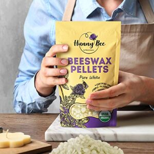 HUNNYBEE Beeswax Pellets 1LB, 100% Organic Bees Wax for DIY Candles, Skin, Body Cream, Face, and Hair Care, Lotions Deodorant, Lip Balm and Soap Making