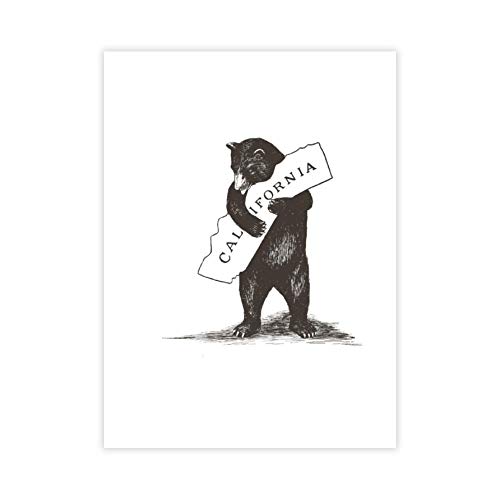 VinMea Unframed Art Printing Poster 12"X16" I Love You California Bear Hugging State Wall Decor