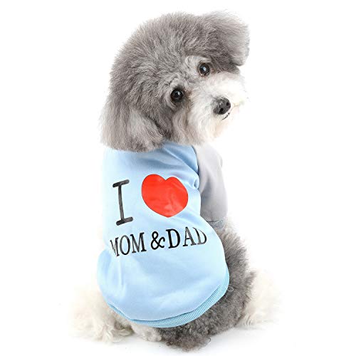 ZUNEA Pet Dog Pullover Sweater Coat for Small Dogs Cats Winter Warm Cotton Padded Sweatshirt Puppy Jacket Clothes Cold Weather Clothing for Chihuahua Yorkie Blue M