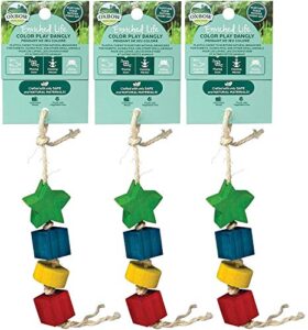 oxbow animal health 3 pack of enriched life color play dangly small pet chew toys