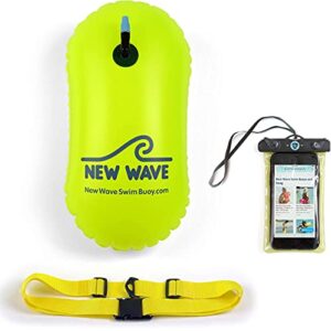 new wave swim bubble fluo green and phone pouch bundle