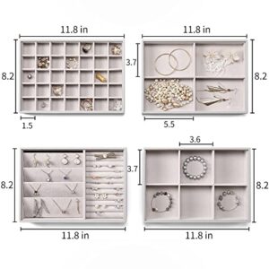 Vlando Jewelry Trays Stackable Showcase Display Drawer Organizer Storage- Multi-Purpose,Multiple Combinations, Large Capacity Multi-Layer Design and Fashion(Grey)