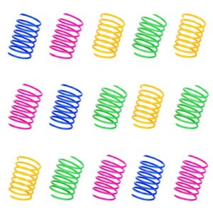 ismarten 100 pack pet wide colorful springs cat toys plastic coil spiral springs for cat kitten pets (random color)