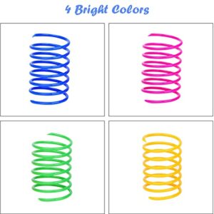 ISMARTEN 100 Pack Pet Wide Colorful Springs Cat Toys Plastic Coil Spiral Springs for Cat Kitten Pets (Random Color)