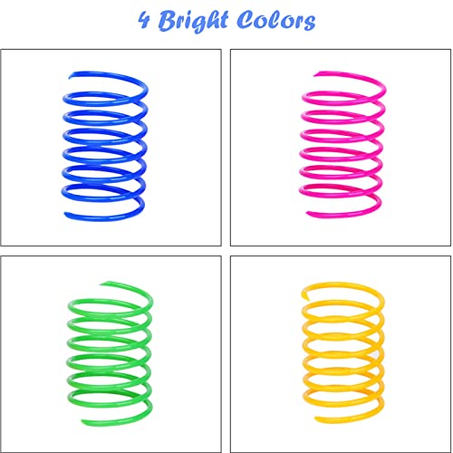 ISMARTEN 100 Pack Pet Wide Colorful Springs Cat Toys Plastic Coil Spiral Springs for Cat Kitten Pets (Random Color)