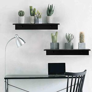 TLBTEK 2 Pack 11.8inch Black Floating Shelves,Rustic Farmhouse Floating Shelves Wall Mounted Storage for Bathroom, Bedroom, Living Room, Kitchen