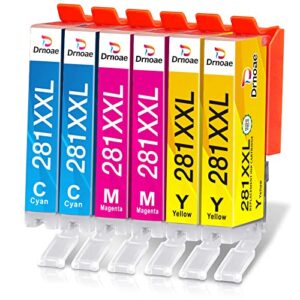 drnoae 281 ink cartridges, compatible replacements for canon 281 281xl 281xxl ink for canon pixma tr8620 tr8520 tr7520 ts8220 tr8500 ts9120 ts6220 ts6120 ts6320 tr7500 ts8300 ink, 2y/2m/2c