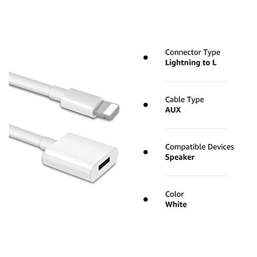 DESOFICON iPhone Charger Extension Cable Compatible with iPhone/iPad, Extender Dock Cable for Male to Female Cable Extension Adapter Pass Video, Data, Audio(6.6FT/2M White)