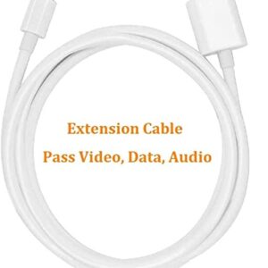 DESOFICON iPhone Charger Extension Cable Compatible with iPhone/iPad, Extender Dock Cable for Male to Female Cable Extension Adapter Pass Video, Data, Audio(6.6FT/2M White)