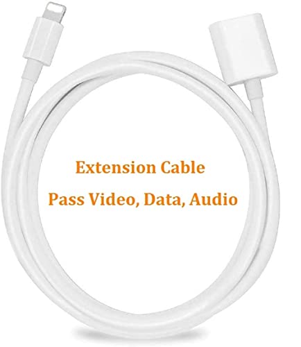 DESOFICON iPhone Charger Extension Cable Compatible with iPhone/iPad, Extender Dock Cable for Male to Female Cable Extension Adapter Pass Video, Data, Audio(6.6FT/2M White)