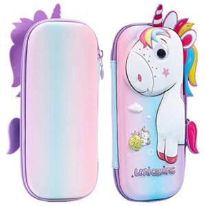 studentszone cute pencil case for kids - large capacity pen pouch & marker box, for office & school supplies (rainbow colors unicorn)
