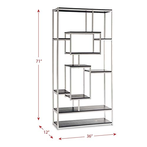 BOWERY HILL 71" Tall Bookshelf, 7-Tier Classic Bookcase, 9-Shelf Open Storage Shelves Organizer in Chrome for Home Office