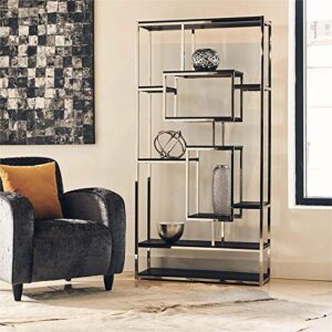 BOWERY HILL 71" Tall Bookshelf, 7-Tier Classic Bookcase, 9-Shelf Open Storage Shelves Organizer in Chrome for Home Office