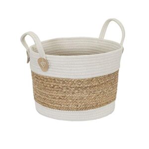 household essentials white and brown woven cotton rope and hyacinth basket