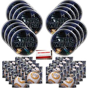 Star Wars Party Birthday Supplies Bundle Plates & Napkins Pack for 16 Guests (Plus Party Planning Checklist by Mikes Super Store)