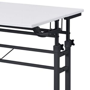 Techni Mobili Rolling Writing Height Adjustable Desktop and Moveable Shelf Desk, 25" D x 44.5" W x 28-39.75" H, White