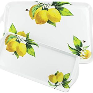 Calypso Basics Fresh Lemons by Reston Lloyd 2pc Melamine Tray Set, Lemons with Honey Bees