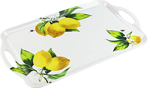 Calypso Basics Fresh Lemons by Reston Lloyd 2pc Melamine Tray Set, Lemons with Honey Bees