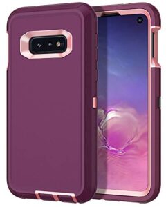 i-honva for galaxy s10e case shockproof dust/drop proof 3-layer full body protection [without screen protector] rugged heavy duty durable cover case for samsung galaxy s10e, purple/pink