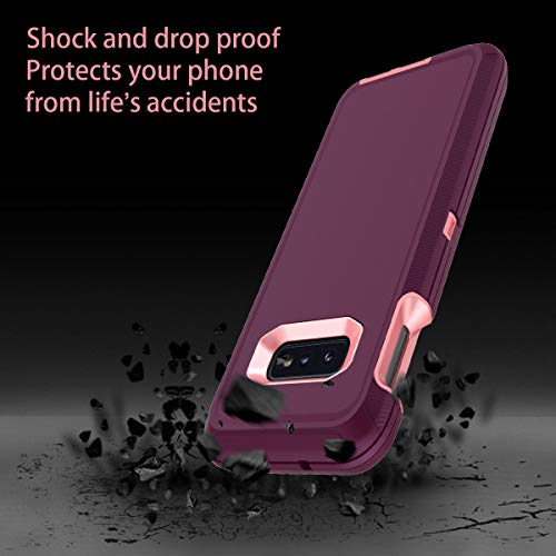 I-HONVA for Galaxy S10E Case Shockproof Dust/Drop Proof 3-Layer Full Body Protection [Without Screen Protector] Rugged Heavy Duty Durable Cover Case for Samsung Galaxy S10E, Purple/Pink