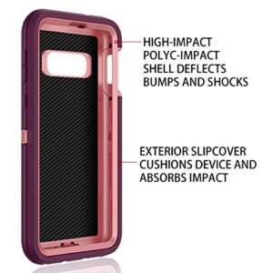 I-HONVA for Galaxy S10E Case Shockproof Dust/Drop Proof 3-Layer Full Body Protection [Without Screen Protector] Rugged Heavy Duty Durable Cover Case for Samsung Galaxy S10E, Purple/Pink