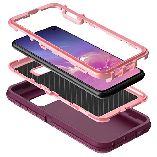 I-HONVA for Galaxy S10E Case Shockproof Dust/Drop Proof 3-Layer Full Body Protection [Without Screen Protector] Rugged Heavy Duty Durable Cover Case for Samsung Galaxy S10E, Purple/Pink