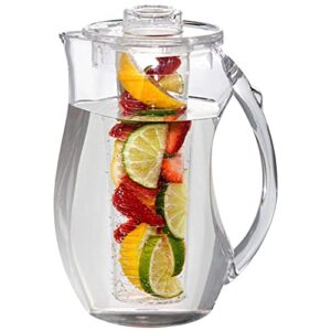 water infuser pitcher – fruit infuser water pitcher by home essentials & beyond – shatterproof acrylic pitcher – elegant durable design – ideal for iced tea, fruit infused water and juice (93 oz)