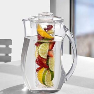 Water Infuser Pitcher – Fruit Infuser Water Pitcher By Home Essentials & Beyond – Shatterproof Acrylic Pitcher – Elegant Durable Design – Ideal for Iced Tea, Fruit Infused Water and Juice (93 oz)