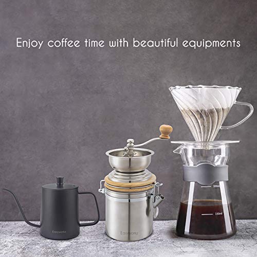 Easyworkz Gage Gooseneck Pour Over Coffee Kettle 20 oz with Thermometer Stainless Steel Hand Drip Coffee Pot With Long Narrow Spout