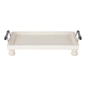 Kate and Laurel Bruillet Farmhouse Rectangular Tray, 12 x 16, Rustic White, Wooden Tray for Coffee Table