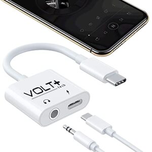 volt plus tech usb c to 3.5mm headphone jack audio aux & c-type fast charging adapter compatible with your lenovo tab p11 proand many more devices with c-port