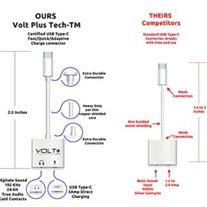 VOLT PLUS TECH USB C to 3.5mm Headphone Jack Audio Aux & C-Type Fast Charging Adapter Compatible with Your Lenovo Tab P11 Proand Many More Devices with C-Port