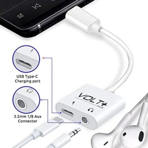 VOLT PLUS TECH USB C to 3.5mm Headphone Jack Audio Aux & C-Type Fast Charging Adapter Compatible with Your Lenovo Tab P11 Proand Many More Devices with C-Port