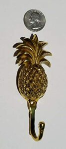 4-1/4" pineapple fruit strong hook hanger shiny solid brass coat hat hanger #q11