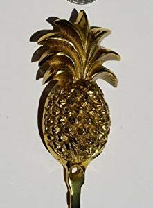 4-1/4" Pineapple Fruit Strong Hook Hanger Shiny Solid Brass Coat Hat Hanger #Q11