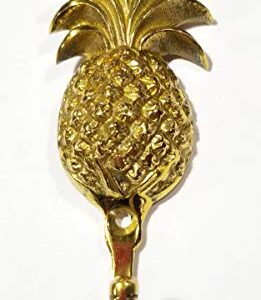 4-1/4" Pineapple Fruit Strong Hook Hanger Shiny Solid Brass Coat Hat Hanger #Q11