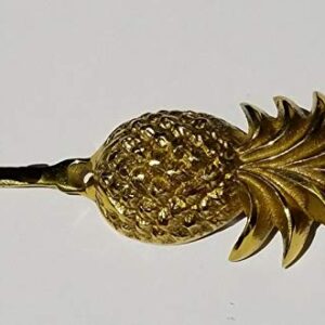 4-1/4" Pineapple Fruit Strong Hook Hanger Shiny Solid Brass Coat Hat Hanger #Q11