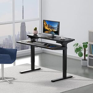 AIMEZO Dual Motor Split Top Desk Height Adjustable Standing Desk Electric Stand Up Desk with Table Top (Black Top+Black Frame)