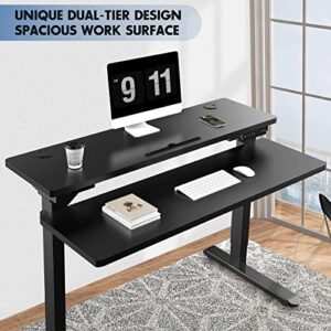 AIMEZO Dual Motor Split Top Desk Height Adjustable Standing Desk Electric Stand Up Desk with Table Top (Black Top+Black Frame)