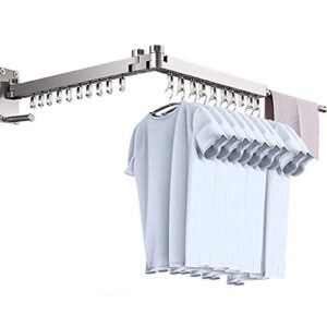 tyxtyx wall mounted folding clothes hanger space-saver, indoor/outdoor adjustable clothes drying rack, retractable dry coat hanger for laundry room, storage organiser instant closet