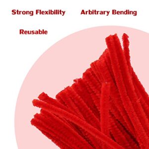 100 Pieces Pipe Cleaners Chenille Stem, Solid Color Pipe Cleaners Set for Pipe Cleaners DIY Arts Crafts Decorations, Chenille Stems Pipe Cleaners (Red)