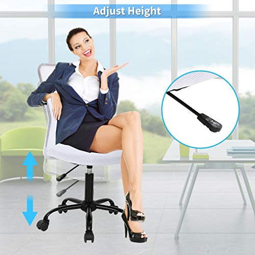 Office Chair Desk Chair Computer Chair with Lumbar Support Ergonomic Mid Back Mesh Adjustable Height Swivel Chair Armless Modern Task Executive Chair for Women Men Adult,White