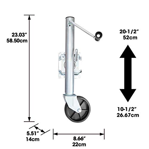 ROAD DAWG Boat Trailer Jack with Single Wheel 6 Inch,1000 Lbs Capacity Swing-Back Bolt-On Heavy Duty Swivel Tongue Trailer Jack,ATR39001MB