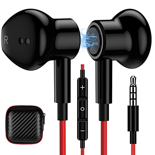 TITACUTE 3.5mm Earbuds Noise Canceling Headphone with Microphone Magnetic in-Ear Wired Stereo 3.5mm Jack Earphone for Moto G Power Play Pure Google Pixel 4a 3a 5a Samsung S10 S9 A14 A13 A12 A03s Core