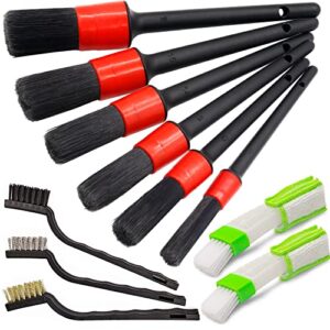 beijita 11pcs car cleaning brushes,auto detailing brushes set for cleaning wheels, car interior detailing kit for cars,tire brush,chemical guys, exterior, leather, air vents car detailing kit